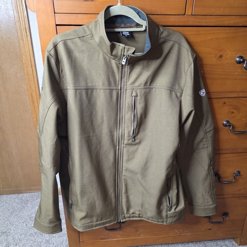 KUHL Impakt Jacket Size XL Brown SoftShell Full Zip *Business Logo* Warm